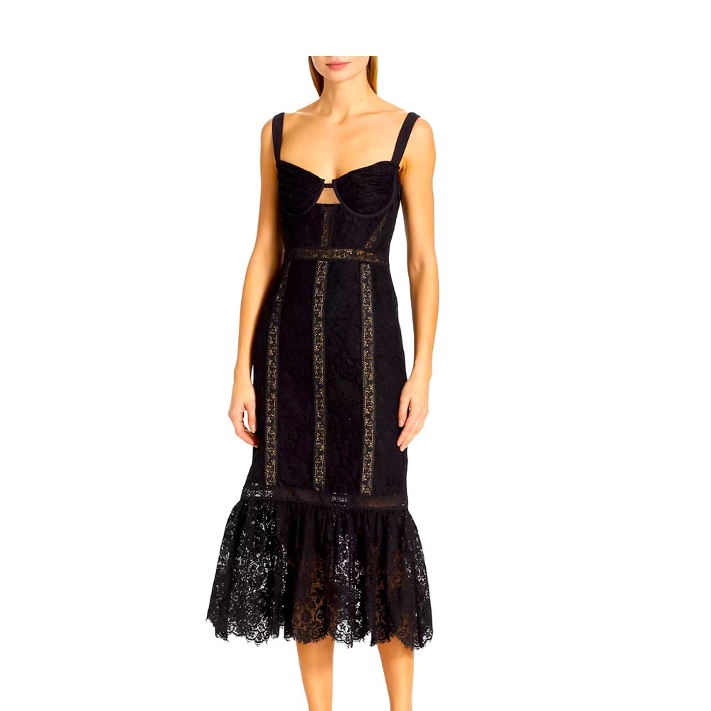 Self portrait lace , black , midi dress.  Brand new , tags on from Saks.  Lined,